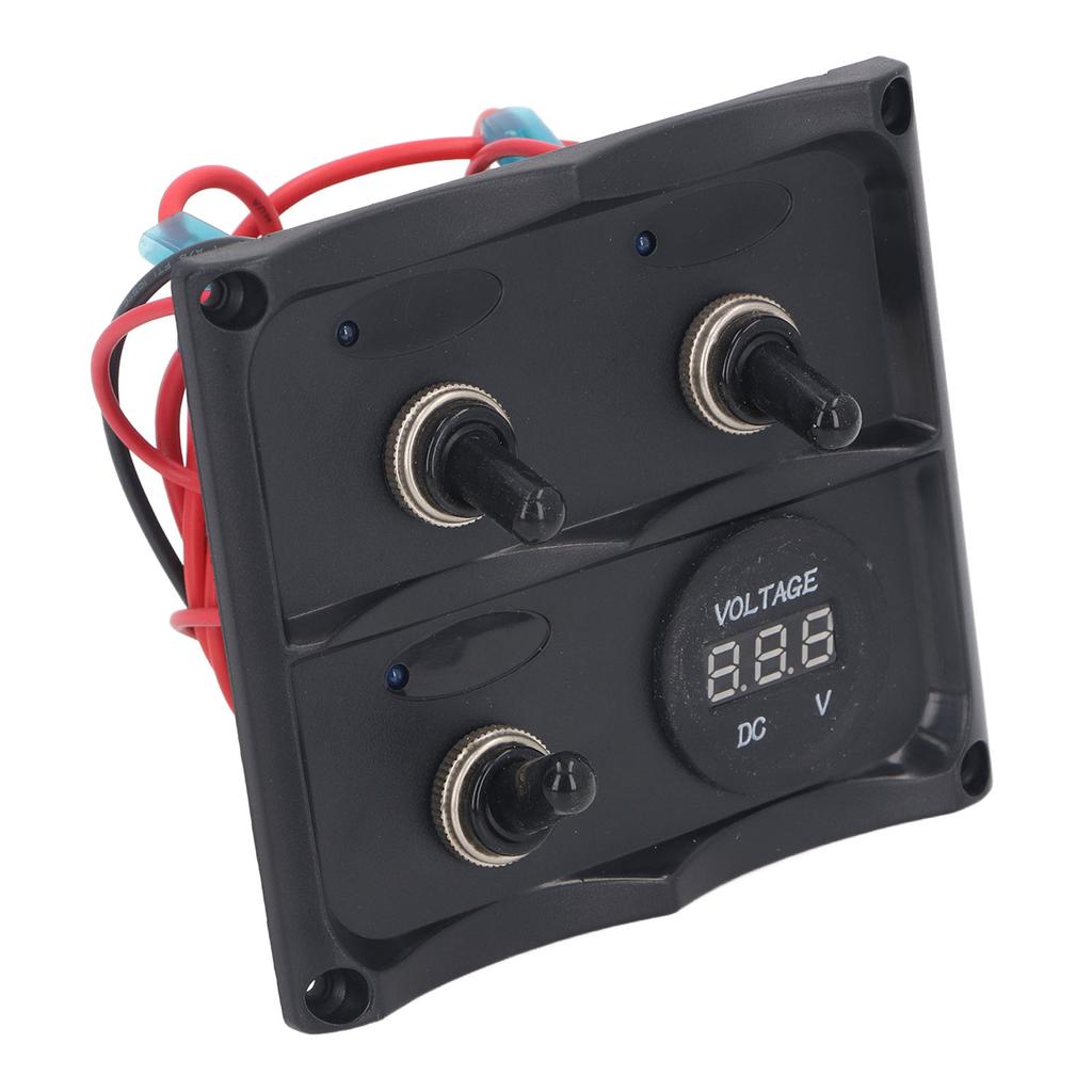 Panel przełączników kołyskowych 3-pozycyjny LED Wodoodporny DC12V?Skrzynka bezpiecznikowa 24V z wyświetlaczem do łodzi morskich