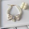 Style French Bow Double Pearl Beaded Pet Collar Neck Ring for Cats Dogs