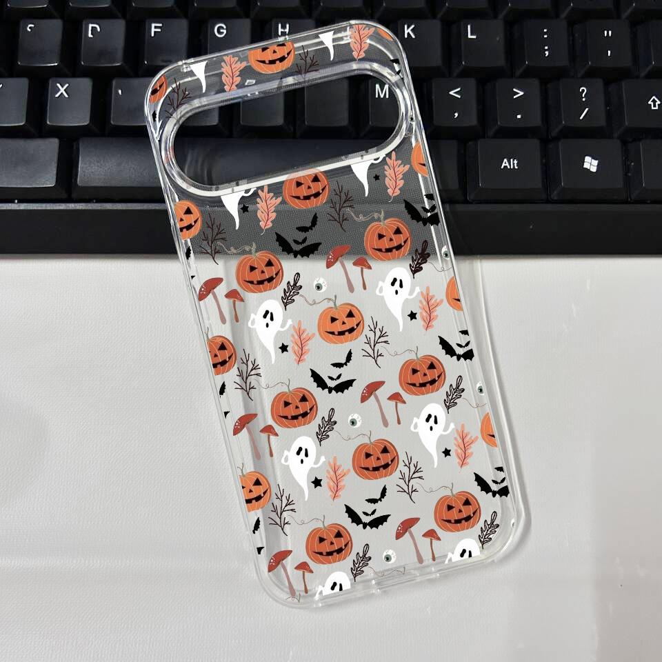 For Google 10 Pro XL Cute Halloween Pumpkin Ghost Bat Pattern Phone Case for Google Pixel 8A 7A 6A 6 7 8 9 10 Pro Soft TPU Cover