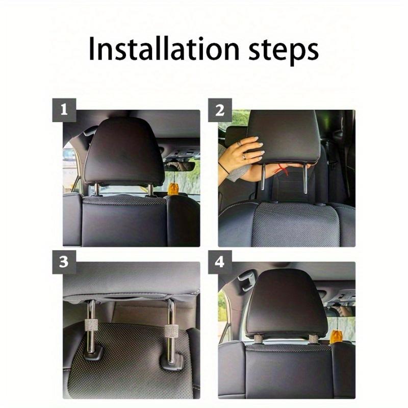 2pcs/Set Rhinestone Decorated Car Headrest Rings, Universal Seat Connector Decorative Rings