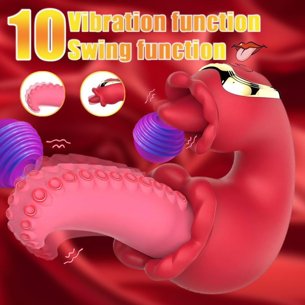Tongue Licking Vibrator for Women G Spot Dildo Vibrating Masturbator Realistic Silicone Waterproof Adult Sex Toys