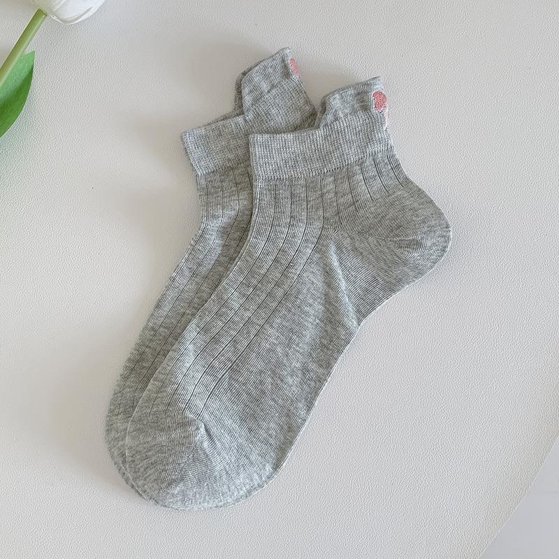 Female Summer Thin Style Bow Embroidery Pure Cotton Hollow Out Breathable White Socks