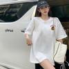 Black cotton short-sleeved t-shirt women's 2025 summer new design loose and thin unique top