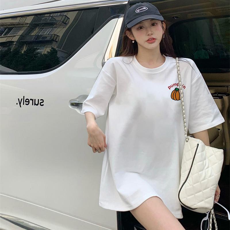 Black cotton short-sleeved t-shirt women's 2025 summer new design loose and thin unique top