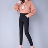Women's Fleece-Lined Stretchy High Waist Cropped Pants - Plus Size, Black, Versatile for Spring/Autumn 2025