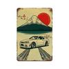 Auto Giapponesi d'Epoca Samurai Poster Latta Metallo Cartello Targhetta Giappone Corse Casa Club Jdm Auto Gtr Anime Luna Decorazione Murale Estetica