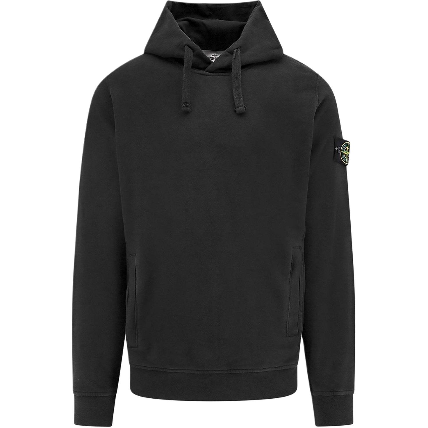 

STONE ISLAND FW24 Однотонный пуловер с капюшоном на кулиске и принтом логотипа, свитер с длинным рукавом для мужчин, черный 811560820-V0029 XL
