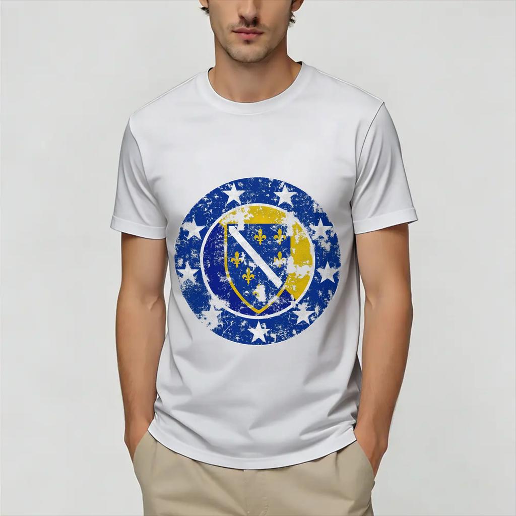 Casual Bosnia and Herzegovina Flag TShirt for Unisex Round Neck Cotton T Shirt Short Sleeve Tee Shirt Gift Idea Tops