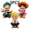 13.5 CM Peripheral Series  Luffy Solon Sanji Qversion Sitting Posture Childrens Model Figurine Toy Gift Collectibles