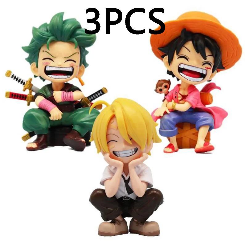 13.5 CM Peripheral Series Luffy Solon Sanji Qversion Sitting Posture Childrens Model Figurine Toy Gift Collectibles