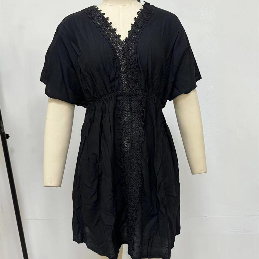 Summer Women's Lace Splicing Beach Dress Bikini Swimwear Outer Cover-ups EMA