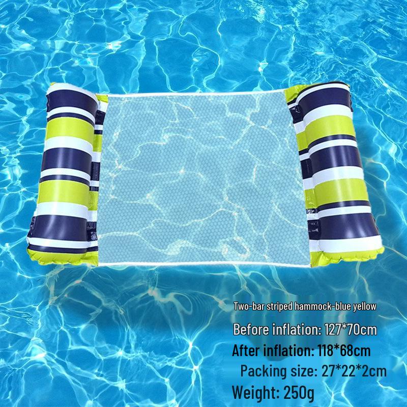 Foldable Striped Inflatable Pool Float Hammock Recliner