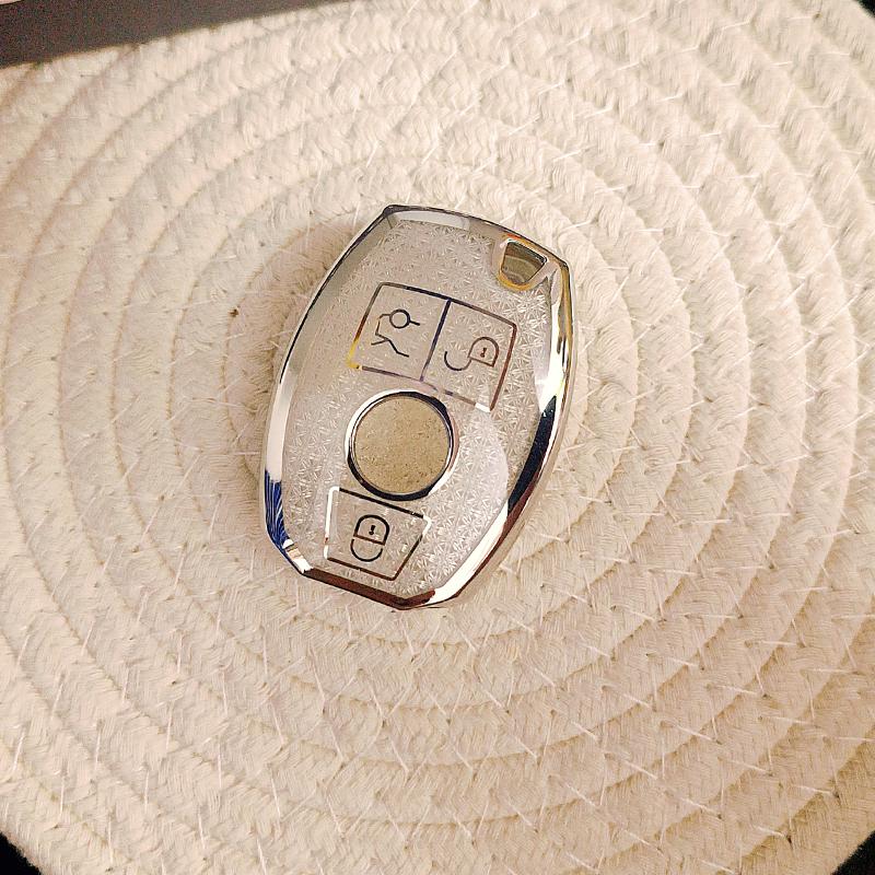 White Diamond TPU for Mercedes Benz W204 W205 W206 W212 W213 W221 W222 W223 A Class GLA GLE Remote Car Key Case Cover Fob Holder