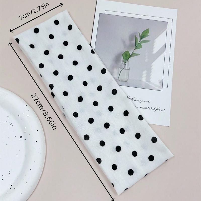 

1pc Women Elegant Sweet Polka Dot Print Elastic Fabric Dot Sports Headband, Suitable For Daily, Fitness, Running Sweat-Absorbing Hair Band Headscarf білий