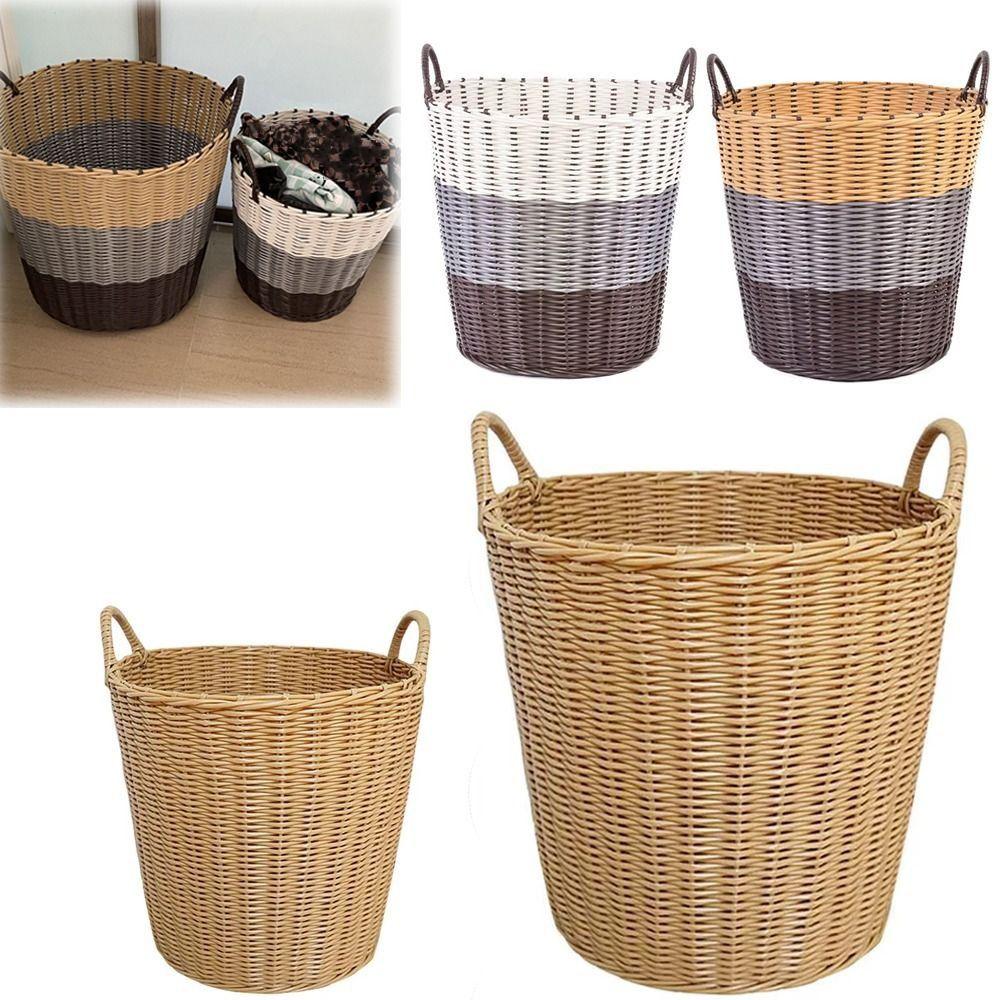 Rattan-Style Laundry Basket Foldable Dirty Clothes Basket Portable Wicker Baskets