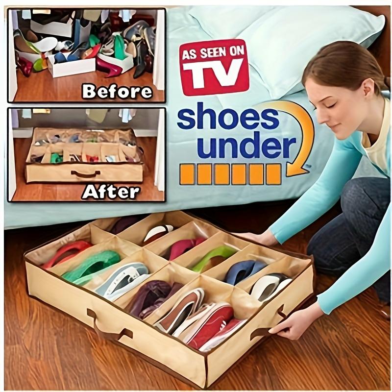 12-Fächer Transparenter Schuh-Organizer - Faltbare, Staubdichte & Feuchtigkeitsbeständige Schuhaufbewahrungsbox für Schlafzimmer Unterbett Schuh-Organizer