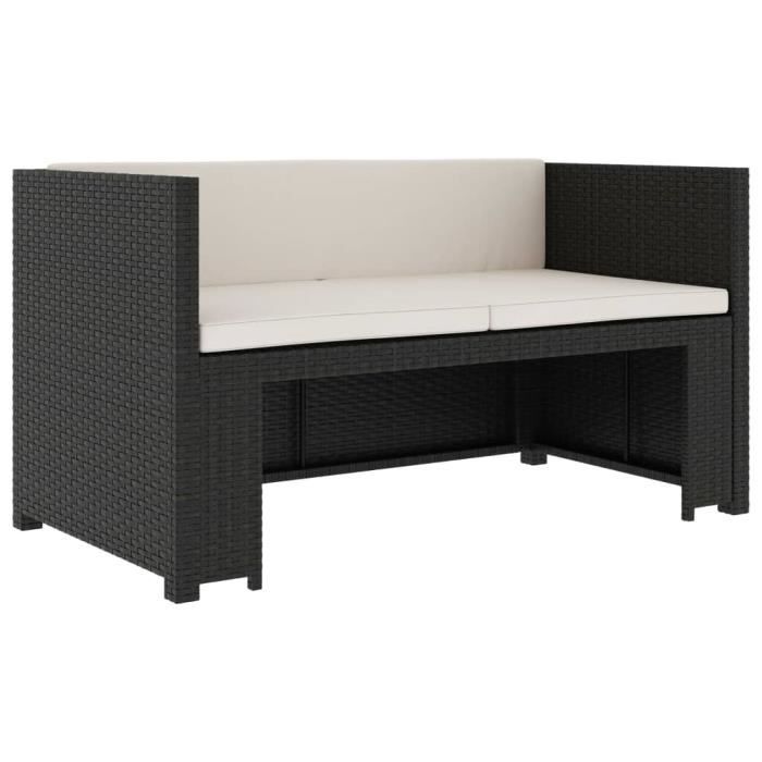 Salon de jardin 5 pièces avec coussins - Noir - 130 x 70 x70 cm