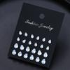 24 Pcs Shiny Zircon Stud Earrings Set for Women Daily Versatile Chic Silver Color Crystal Water Drop Ear Jewelry Accessories New
