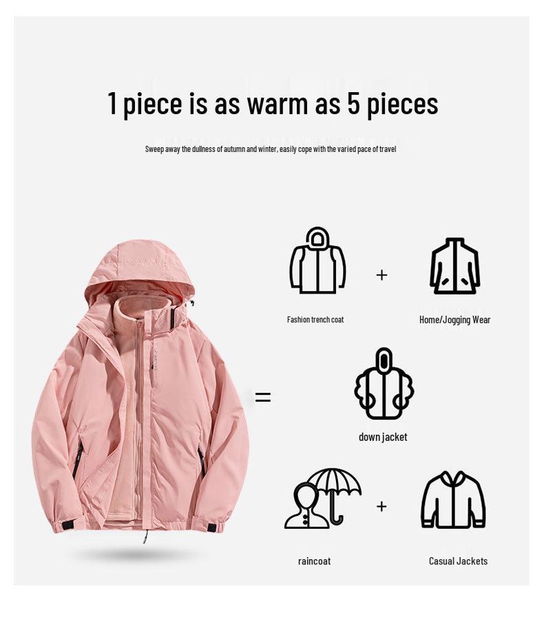 Windproof & Waterproof 3-in-1 Detachable Couples' Mountaineering and Skiing Suit Set