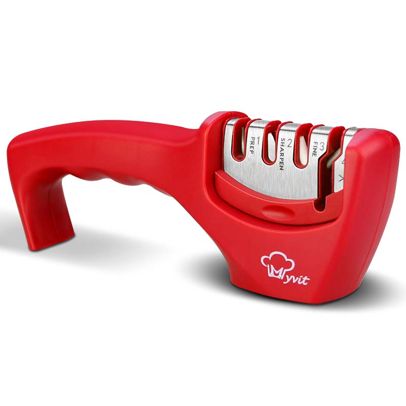 Messerschärfer 4 in 1 Diamantbeschichteter und feiner Stab Messerscheren und Scheren Schleifsteinsystem Klingen aus rostfreiem Stahl