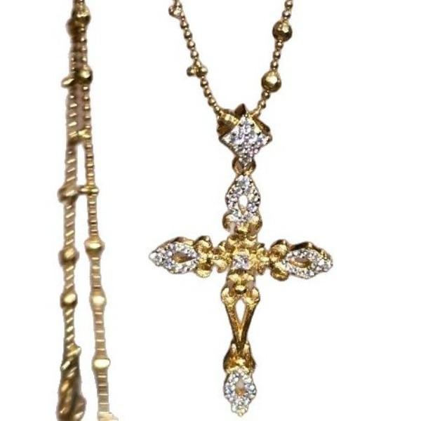 Vintage Antique High-Grade Brushed Diamond-Encrusted Cross Iris Necklace, Unique Pendant, Elegant And Delicate Neck Chain