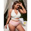 Womens Swimwear Two Piece Plus Size Bikini Set Printed Front Cross Bandage Swimsuit Tummy Control Bathing Suits