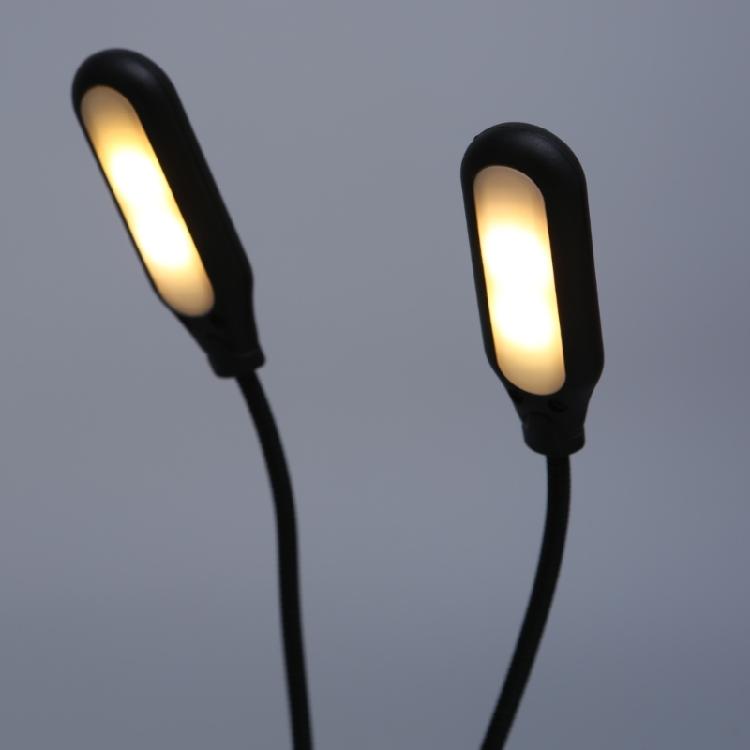 Two Arm USB Clip Light LED Desk Lamp Flexible 1000mAh Rechargeable Battery for Night Reading