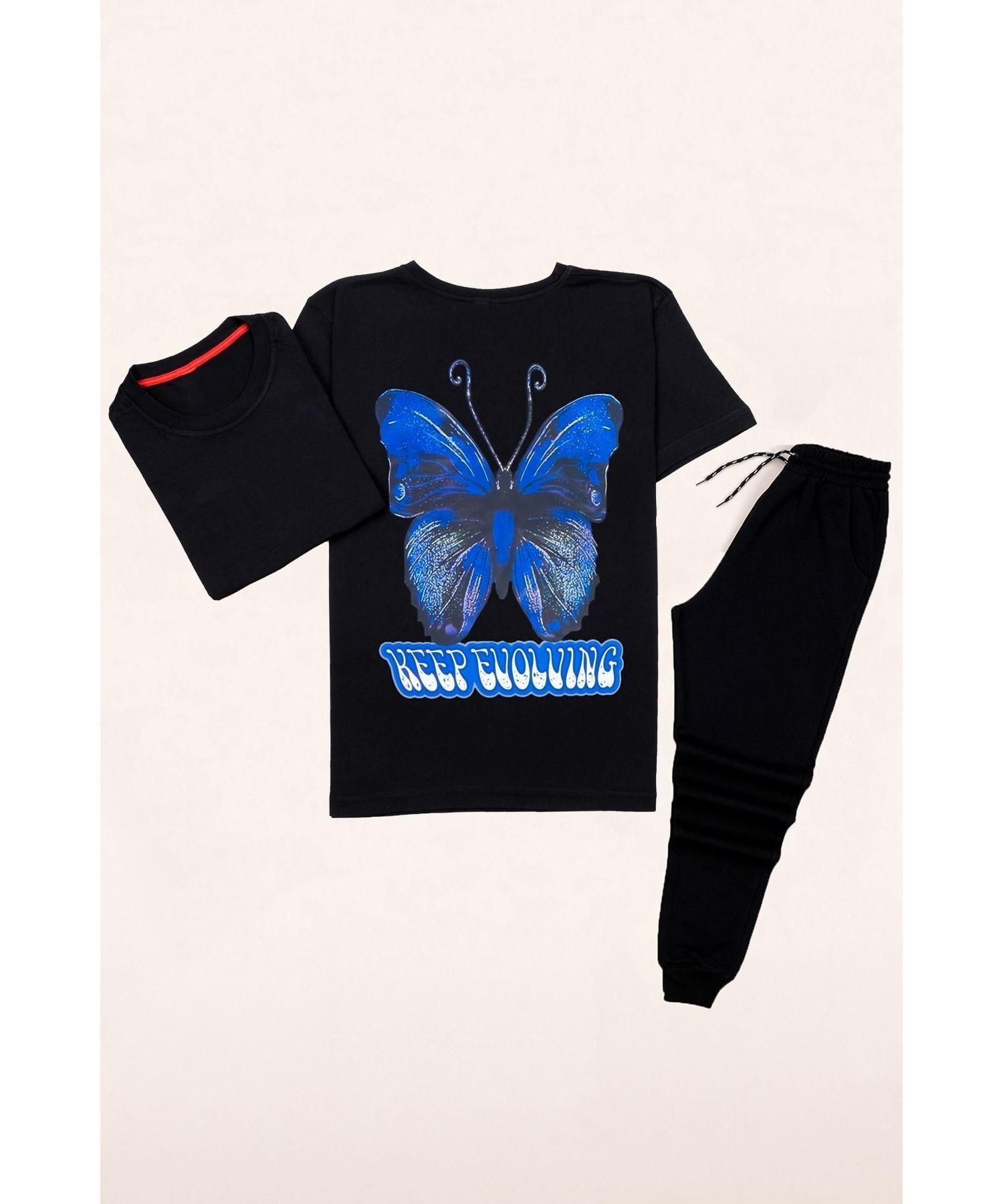 

Летний комплект спортивного костюма с короткими рукавами и принтом бабочки