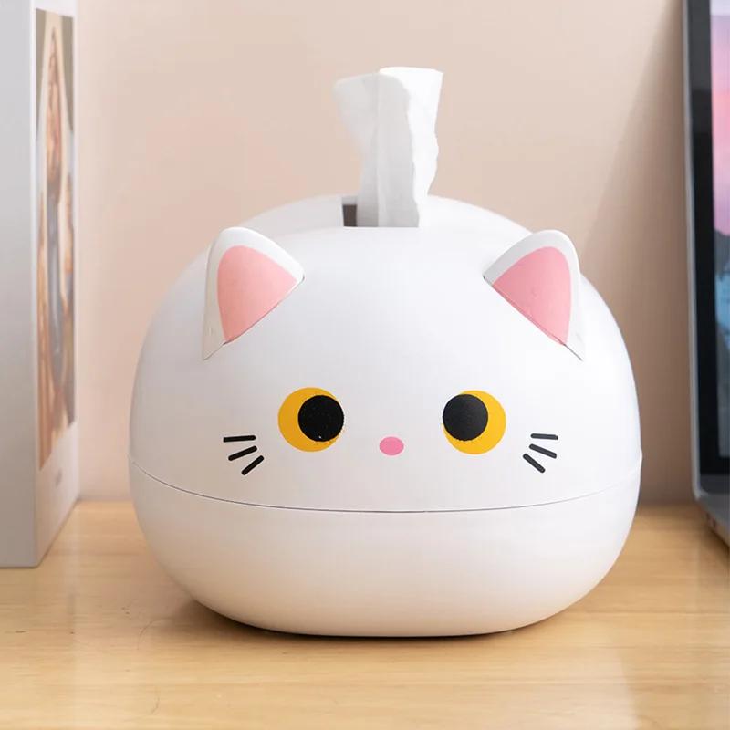 Úložný box na ubrousky do obývacího pokoje Kawaii Kočičí krabička na kapesníky Kuchyňský papírový držák na stolní toaletní papír do koupelny/kotelny
