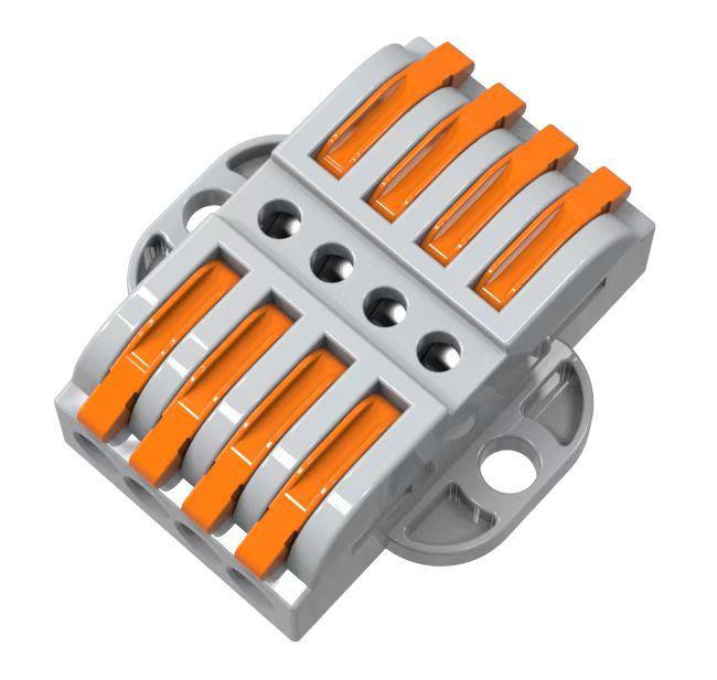 Ear-equipped Quick Connector Splitter: Universal Terminal for Soft & Hard Wires, 2-In/2-Out, Pure Copper