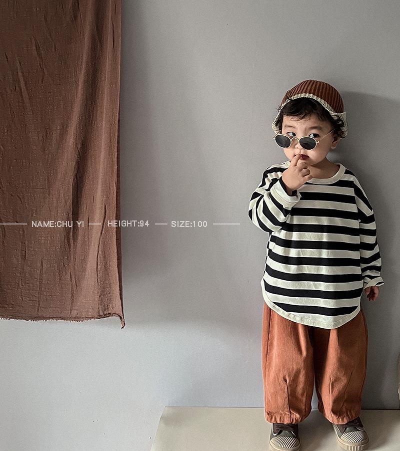 Korean Style Girls' Striped Long-Sleeve T-Shirt - Trendy Toddler Casual Top for Spring & Autumn 2025