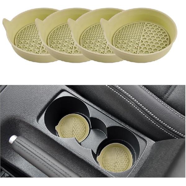 Mandark 4PCS Car Cup Holder Coaster, Silicone Anti-Slip Vehicle Ert Water Bottle Mat, Automotive Interior Ulation Drink Cup Pad Decor Accessories,