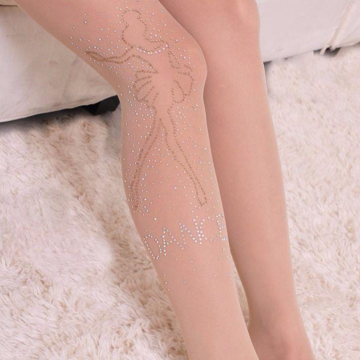 Summer Stockings Pantyhose with Rhinestones - Ultra-Thin Velvet Footed Sexy Sheer Anti-Run Tights