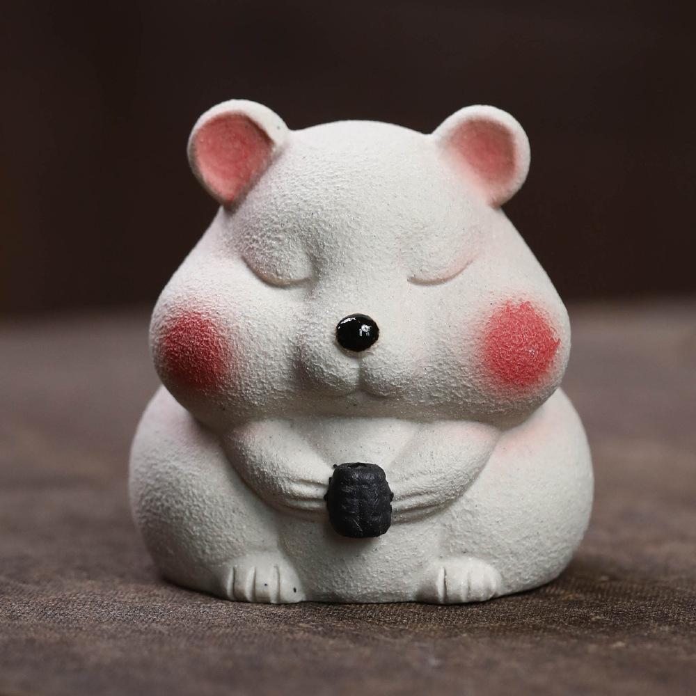 

Yixing Zisha Little Fat Mouse Incense Stick Tea Pet Retro Flowerpot Landscaping Tea Figurine Play Toys Tea Statue Ornaments Gift
