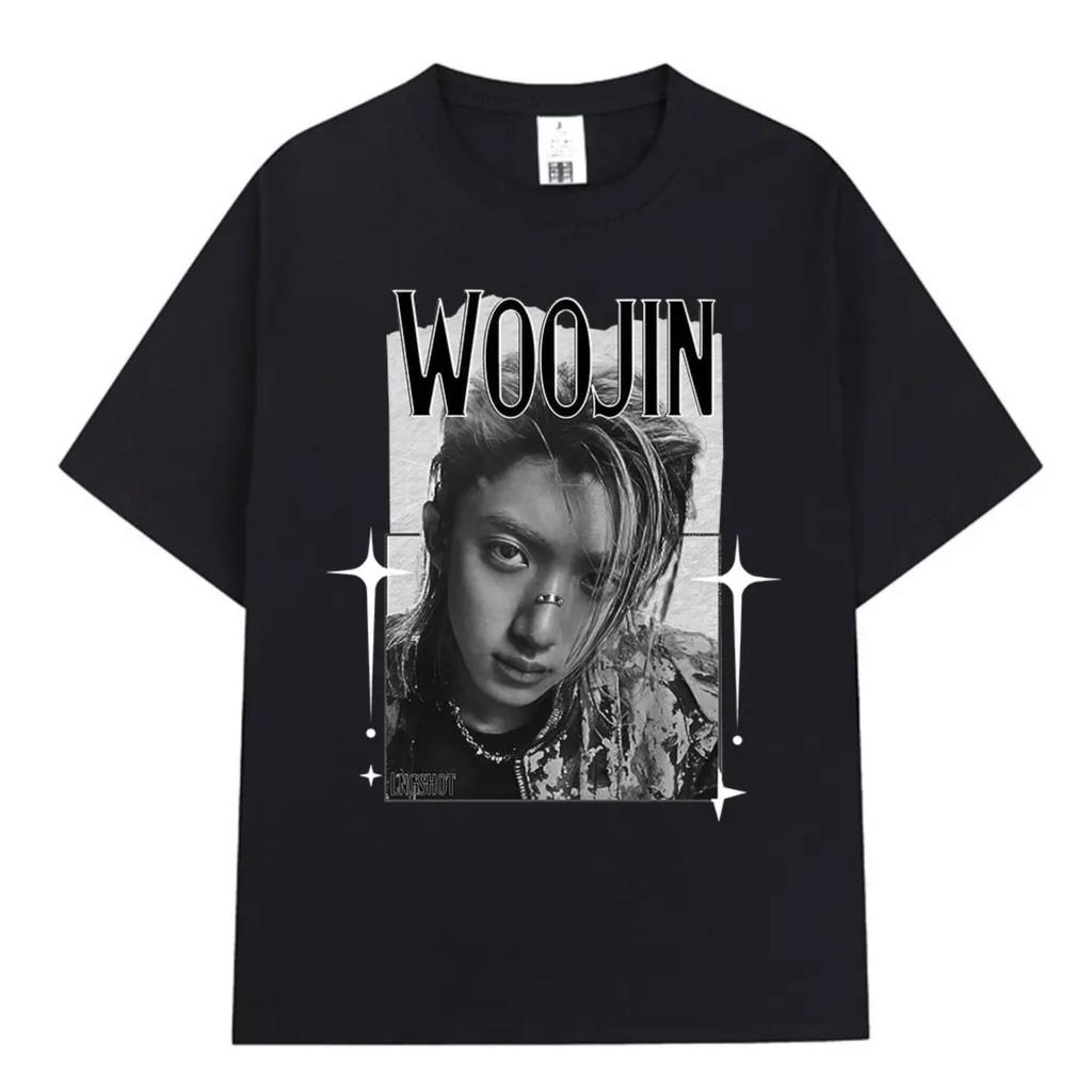 Korean Kpop Hip Hop Group Lngshot WOOJIN T-shirt Men's Women Clothing Fashion Tees Oversized Cotton Short Sleeve Tops Fan Gifts