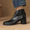 Fashion New Autumn Winter Genuine Leather Women Boots Fashion Chelsea Boots for Women Round Toe Short Boots High Heels Botines Mujer