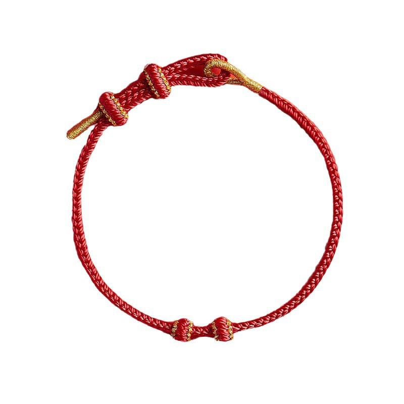 Perlen-Gold-Tierkreiszeichen-Rot-Handgeknüpftes Seilarmband