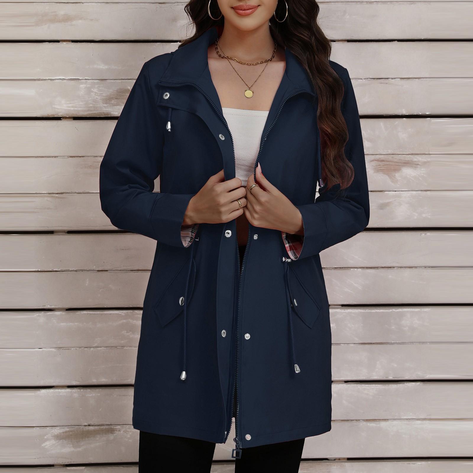 

Жіноча мода Нова талії схуднення з капюшоном Hardshell куртка жіноча повсякденна куртка M Темно-синій