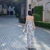 Hainan Sanya seaside vacation pure desire long dress French printing tie-dye tube top suspender dress women's summer
