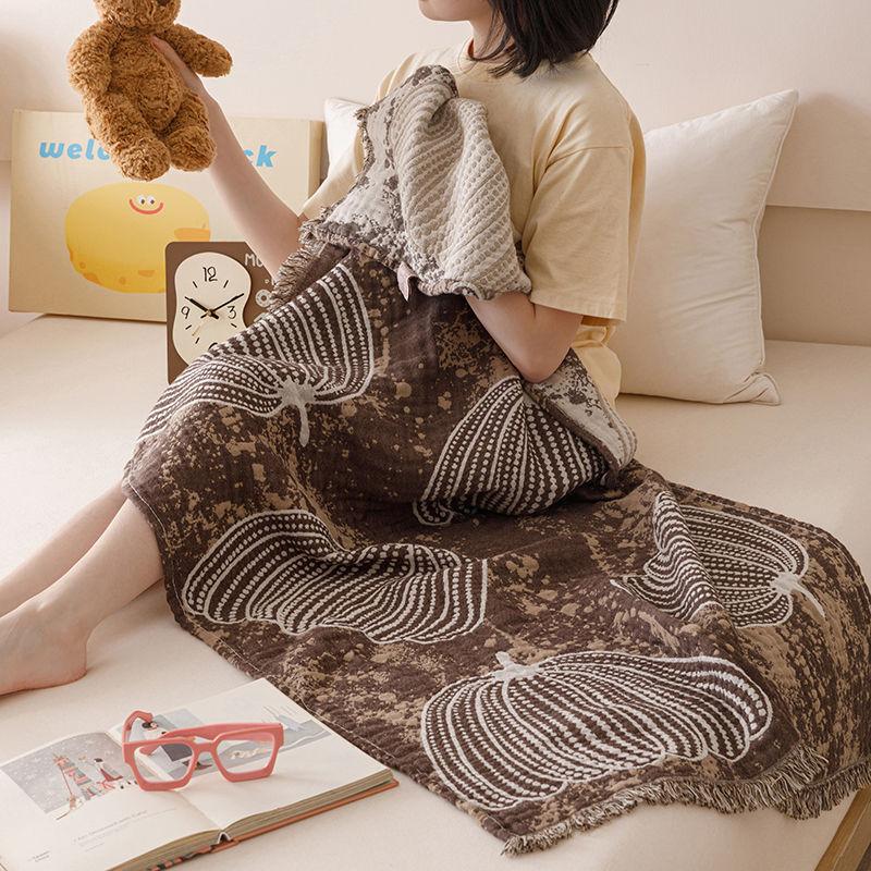 Cartoon Pure Cotton Bath Towel Breathable Skin-friendly Lightweight Summer Blanket 80x160cm Shawl Travel Blanket