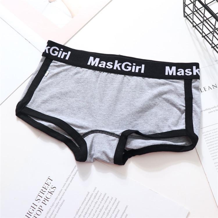 Neutral Women's Cotton Boxer Briefs with Wide Waistband - Letter Print Sports Underwear