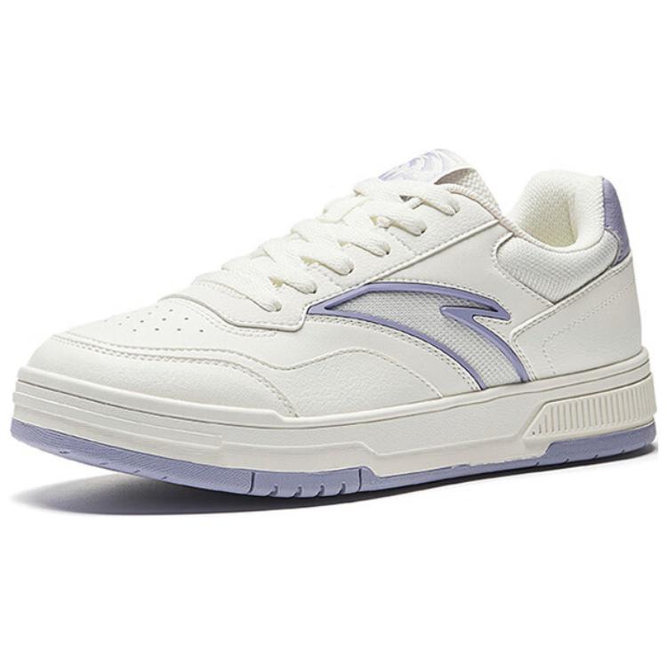 Anta Baichuan Classic Versatile Wrap Non-Slip Wear-Resistant Low-Top Skate Shoes Women sneaker White Purple 122528012-3