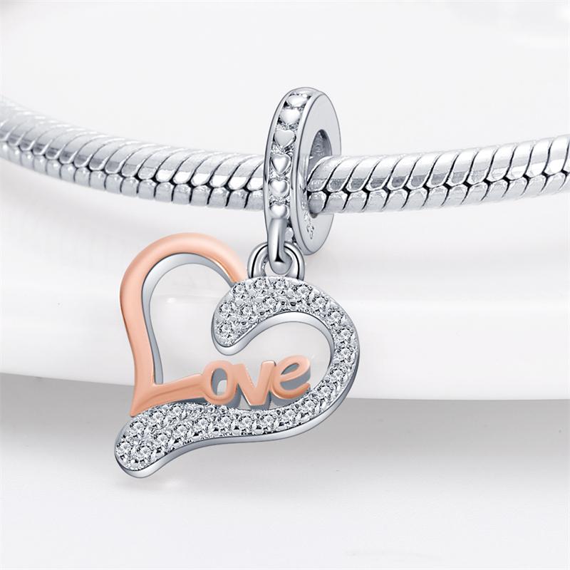 Charms Beads Romantic Love Heart Warm Romantic Blue Pink Fit 925 Charms Bracelet Beads Jewelry Gifts for Women