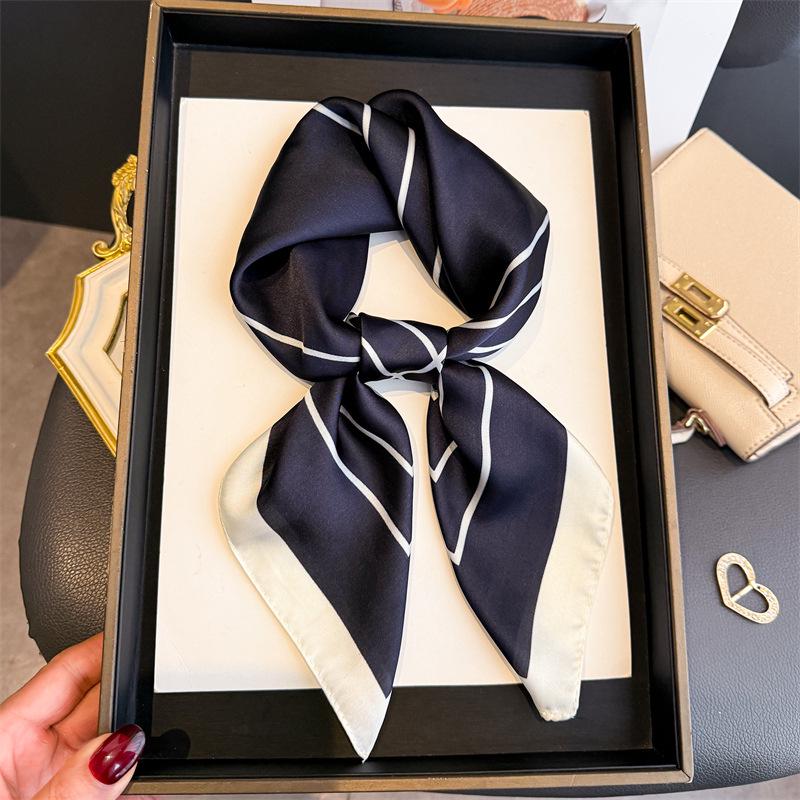 European American 70cm Small Square Imitation Silk Scarf - Printed Versatile Headscarf/Neck Protector