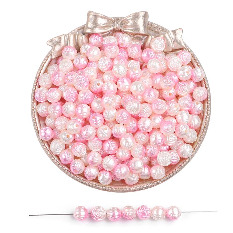 100pcs/bag Color Gradient Rose Beaded DIY Handmade Bracelet Necklace Earrings Jewelry Accessories
