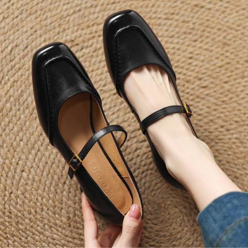 Fashion Mary Janes Elegant Dress Women Mid Heels Shoes 2025 New Style Fashion Buckle Strap Pumps Versatile Soft Women Shoes