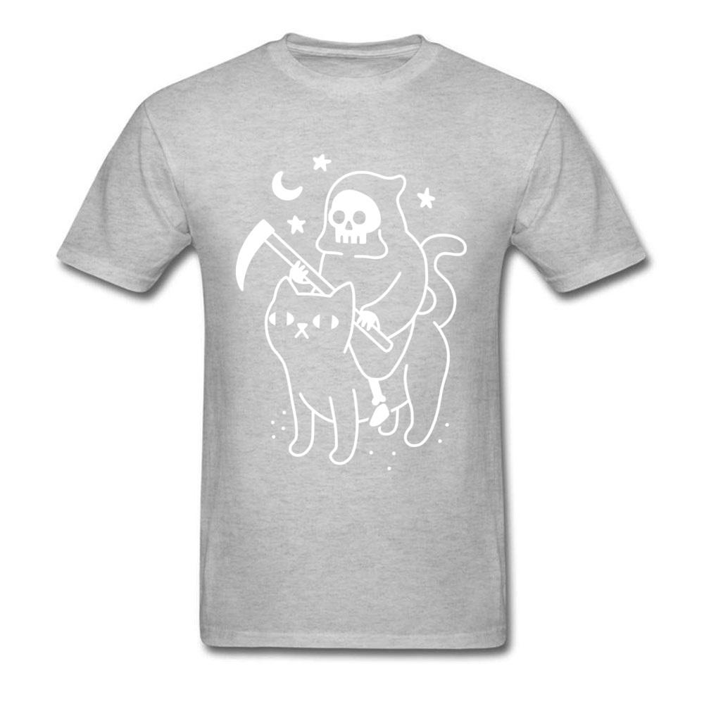 Grim Death Rides A Black Cat TShirt Funky Short Sleeve Unique Unisex Tees All Cotton Round Neck Unisex Tee Shirts Summer Sweater