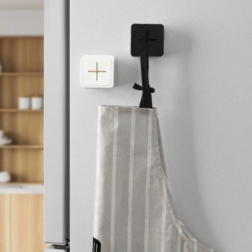 NOELAMOUR Wall-Mounted Towel Holder with 4 Hooks for Kitchen Towels (Black)