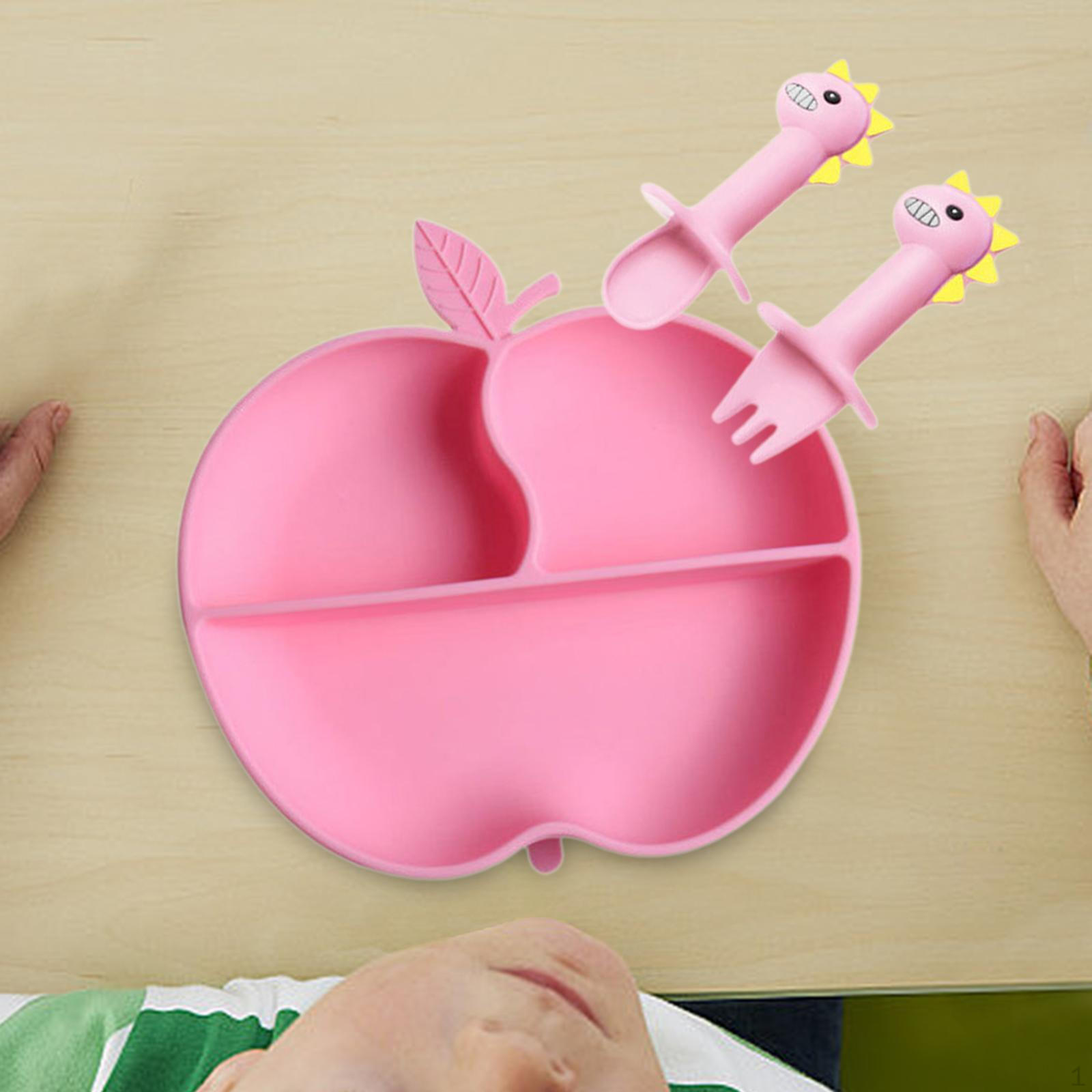 

Силиконовая присоска столовая посуда компактная еда для стола дети малыши зеленое сердце A