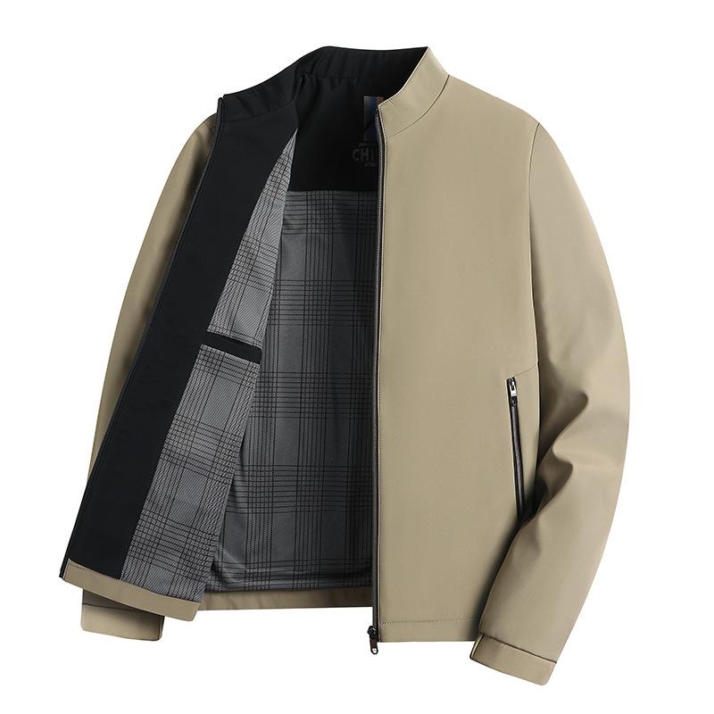 Spring and Autumn Men's Standing Collar Jacket Men's Executive Casual Business Men's Middle-aged High-end Daddy Jacket